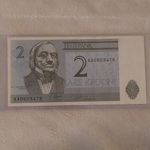 O1 1992 ESTONIA, BANK OF ESTONOA 2 Krooni - Picture 1 of 2